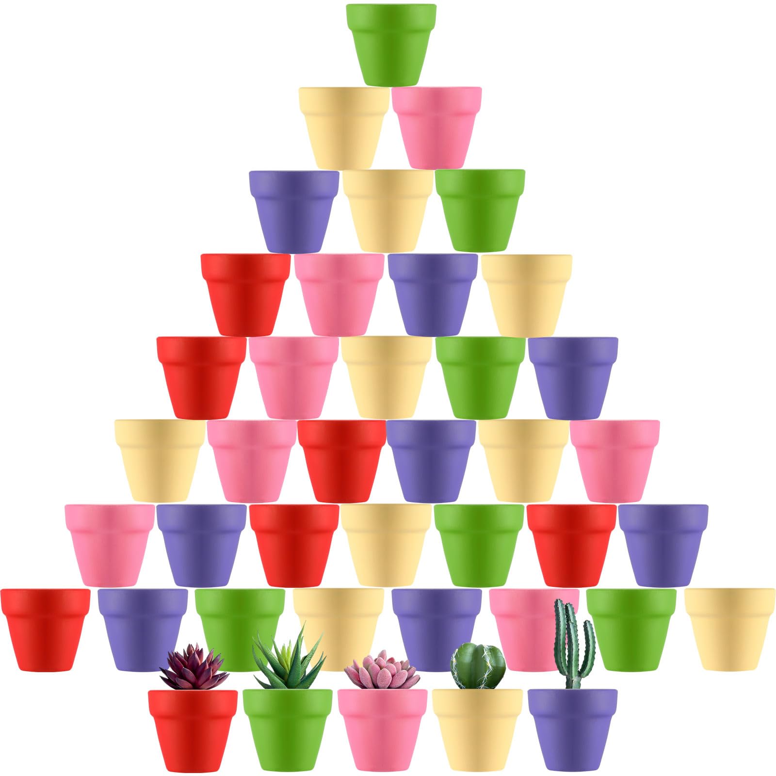 Photo 1 of Tioncy 50 Pcs 2 Inch Small Mini Colored Clay Flower Pots with Drainage Hole Succulent Pots for Indoor Outdoor DIY Craft Wedding Favor