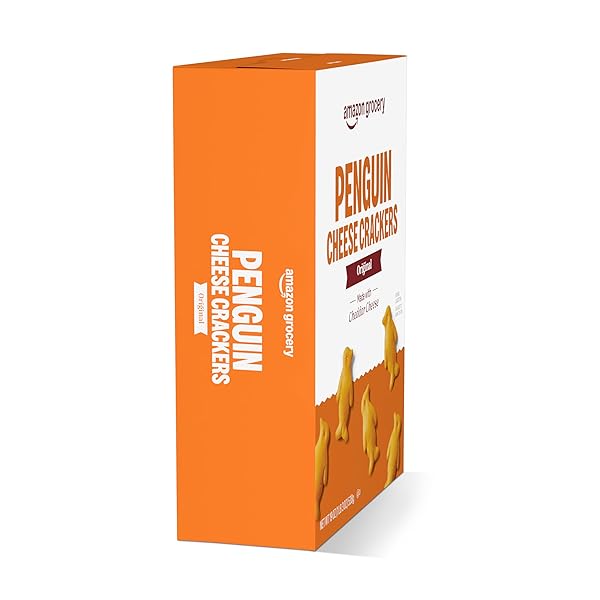 AMAZON GROCERY, PENGUIN CHEESE CRACKERS, MADE WITH CHEDDAR CHEESE, 19 OZ