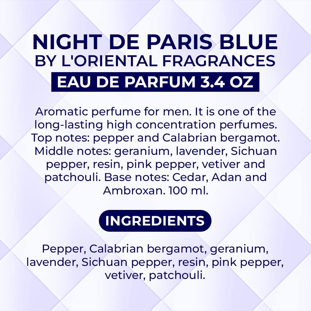 Night De Paris Blue by LOrientale Fragrances for Unisex - 3.3 oz EDP Spray