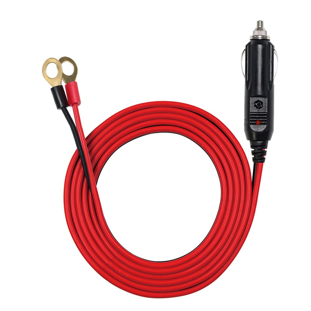 KUNCAN 12V-24V 3FT Car Cigarette Lighter Male Plug to O Ring Terminal Connector Cable, Quick Disconnect Eyelet Terminal Harness Extension Charge Cord, Safety Fuse 10A