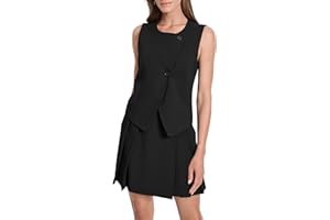 DKNY Womens Sleeveless Crew Neck Suiting VestVest