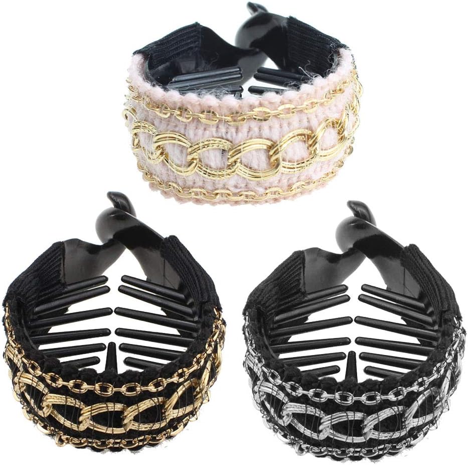 SelfTek 3 Pack Girls Ponytail Buckle Ponytail Holder Women Hair Accessories