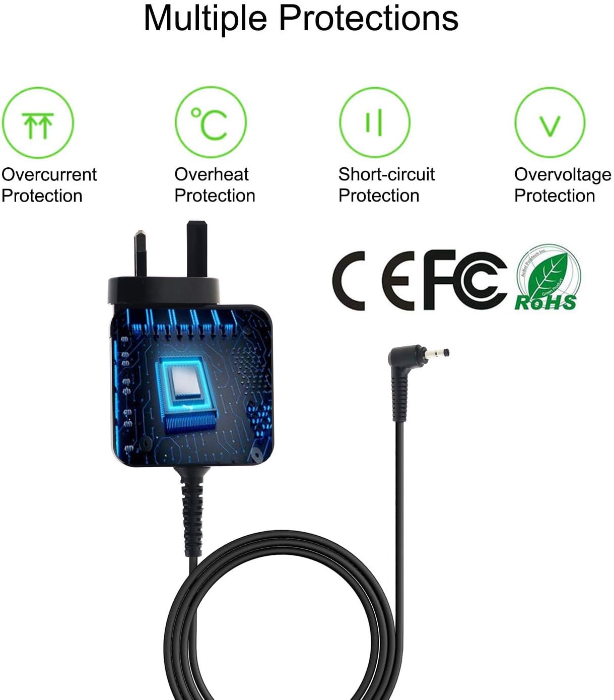 45W Laptop Charger Compatible with ASUS VivoBook 14 15 S14 S15 E203M E406M E410M X553M X553S X540L X540UA X540SA X540LA X556U X556UA Zenbook UX303U UX305 UX305F UX305C 19V 2.37A Power Supply Adapter - Image 5