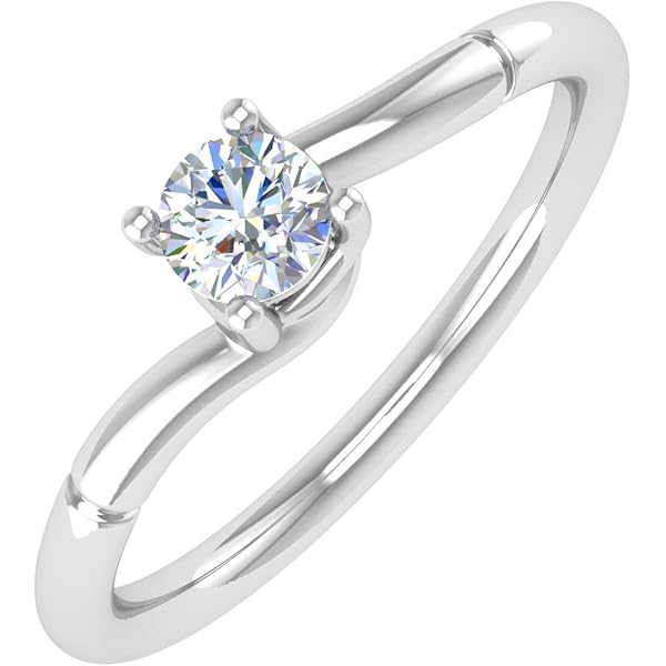 Dazzlingrock Collection 0.25 Quilates (ctw) 10K Diamante Redondo Damas Nupcial Anillo De Promesa Conjunto De Banda A Juego 1/4 Qt, Oro Blanco, Oro Blanco Diamante Blanco., Diamante Blanco