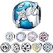 Silver Bead Charms 925 Sterling Silver Blue Earth Travel Beads for Charm Bracelets WOSTU Charm Jewelry