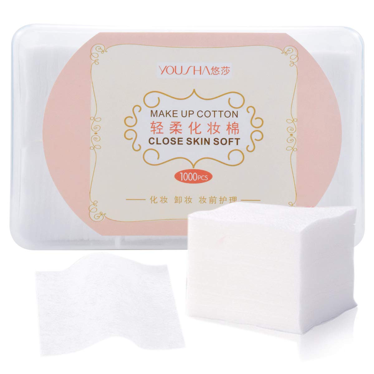 NATUCE Facial Cotton Pads, 1000 PCS Lint Free Nail Wipes, Soft Cotton Makeup Pads, Thin Cotton Pads for Make Up, Facial Tissue Cotton, Square Cleansing Pads for Face Eye Makeup Remover and Nail Polish