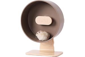 Tafit Silent Hamster Wheel 8.7 Inch Dual-Bearings Small Animals Quiet Running Exercise Wheels, Height Adjustable for Dwarf Hamsters, Gerbils, Mice, Hedgehog, Lemmings, or Other Small Pets,Nut Brown