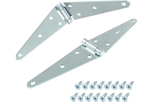 Hordion 2Pcs Strap Hinge Shed Door Hinges, 6 Inch Heavy Duty Gate Hinges Black Tee Hinge with Screws for Wood Gate Cabinet Door, Silver