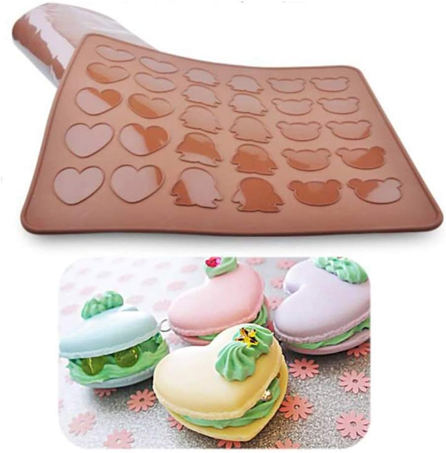 30 Holes Penguin Bear Heart Macarons Mat Macaroon Cookie Baking Silicone Mat Muffin Baking Tray Baking Bakeware Tool