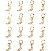 FASHEWELRY 20Pcs CZ Cubic Zirconia Tiny Crescent Moon Charms Tiny Crystal Clear Rhinestone Dangle Pendants Gold Plated 9x5mm for Jewelry Making