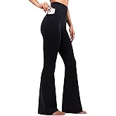 YUNOGA Flare Leggings for Women with Pockets 32" Inseam High Waisted No Front Seam Buttery Soft Gym Yoga Pants