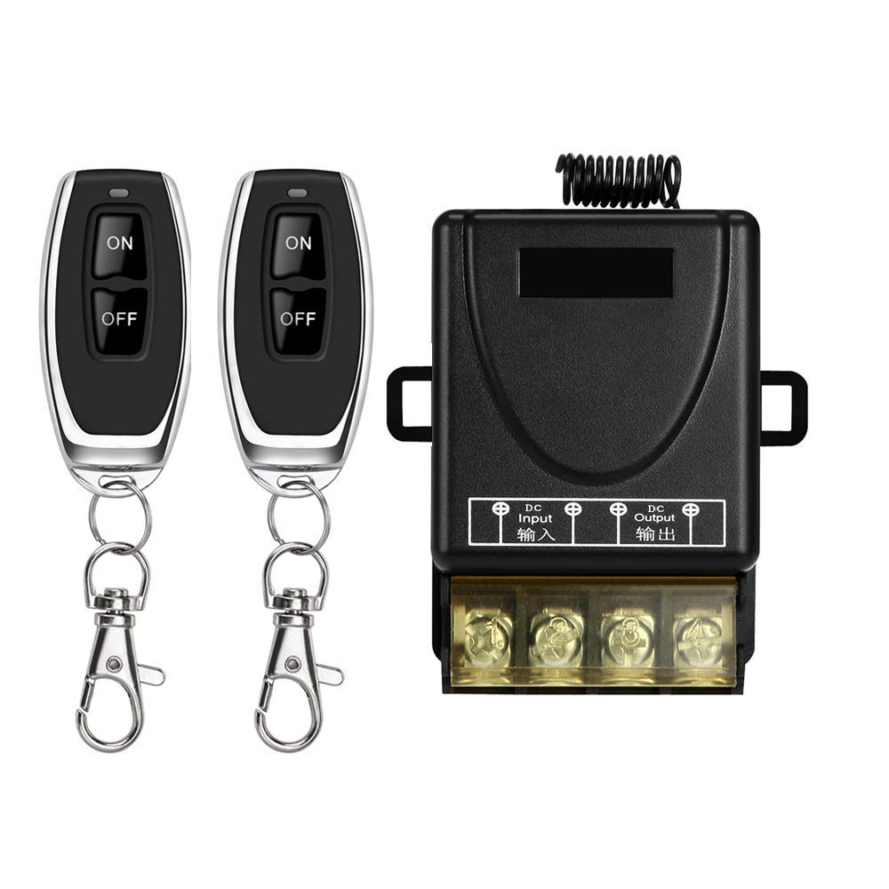 DONJON Wireless Remote Switch,DC 12V/24V48V/72V 30A Remote Control Relay Switch with 328ft Long Range for Car Anti-Theft Alarms,Security Systems Roller Lind Door,Gate Barriers,Motor Cycles etc