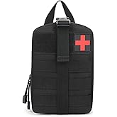 Tactical Molle Medical Pouch, EMT First Aid Bag Rip-Away Utility (Bag Only), EDC Tool Holster for Outdoor Hiking Camping (Black)