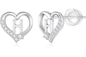 CIVOKINA Earrings for Girls Kids, 925 Sterling Silver Post Hypoallergenic Girls Earrings CZ Letter Earrings for Girls Teen Girls Initial Earrings for Girls Teen Girls Kids Toddler Christmas Gifts