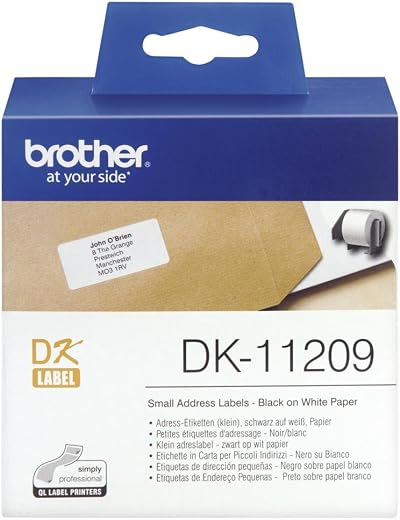 Brother DK-11209 Label Roll 800 Small Address Labels 29 x 62 mm Black on White