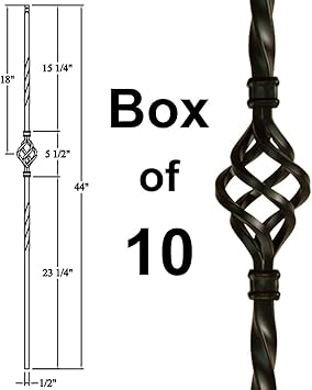 Wrought Iron Balusters Box Of 10 Stair Parts Single Basket Stair