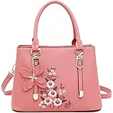 Women's Embroidered Satchel Top Handle Purses and Handbag Lightweight Totes Crossbody Shoulder Bag for Lady