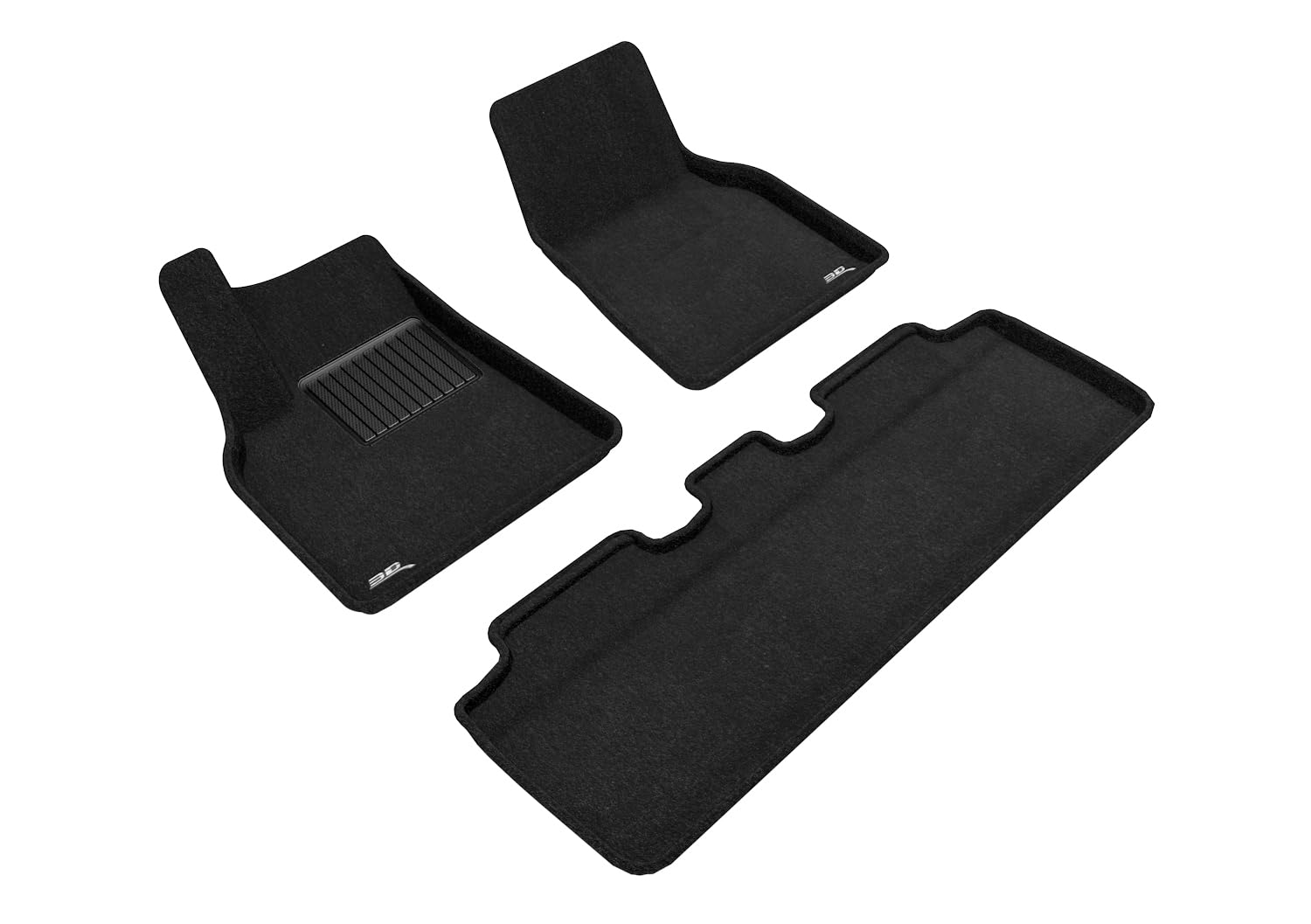 3D MAXpider Custom Fit Elegant Floor Mat (Black) Compatible with Tesla Model Y 2021-2025 - Full Set Image