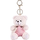 Sefcouscy Teddy Bear Keychain with Removable Clothes - Cute Plush Bag Charms Pendant Gift for Women Handbag Purse Backpack