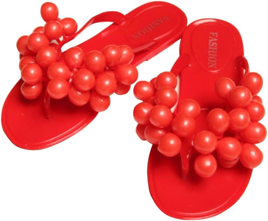 MayBest Beach Slippers Women Grape Flip Flops Flat Sandals Peep-Toe Sandals