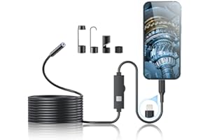 KINPTHY Lighted Borescope Camera Head, Borescope with 16.4ft Semi-Rigid Snake Cable, 1920P HD Borescope with 8 Adjustable LED Lights, 7.9mm IP67 Waterproof Inspection Camera for iPhone, iPad (L)