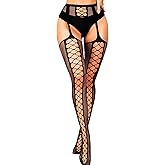 EHSUYAB Women Sexy Fishnet Tights, Suspender Pantyhose With Garter Belt, Stockings Lingerie Outfit Going Out Party Club Rave