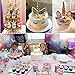 Unicorn Cake Topper with Eyelashes and Unicorn Cupcake Toppers & Wrappers Set - Unicorn Party Decorations Kit for Birthday Party, Baby Shower and Wedding