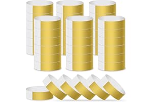 MIAHART Paper Wristbands for Events - 300 Pcs Gold Waterproof Party Arm Bands for Lightweight Concert Use