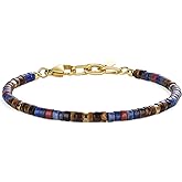 COAI Heishi Beads Jewelry Beaded Bracelet for Men, Genuine Gemstone Crystal Bracelet for Men