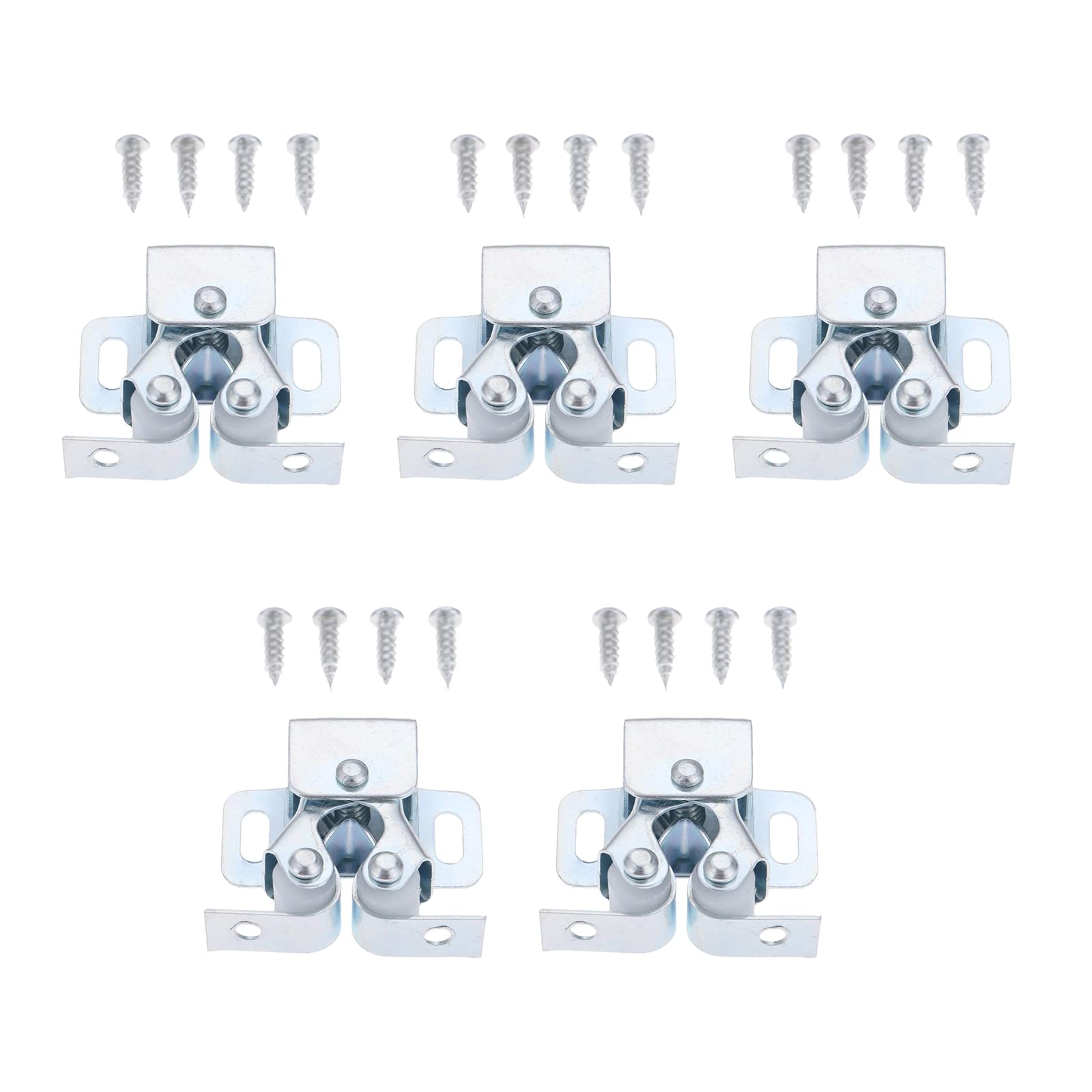 5Pcs Double Roller Door Stoppers Damper Buffer Wardrobe Hardware Home Tools Brushed Steel