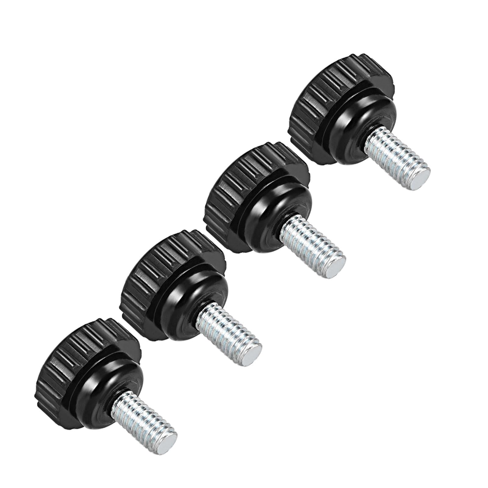 CoCud Knurled Clamping Knobs, M6 x 10mm Male Thread 21mm Head, Thermoset Plastic Thumb Screw Grip Bolt Knobs Black - (Applications: for Lathe Machinery), 4-Pieces