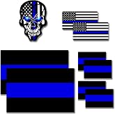 9PCS Reflective Thin Blue Line Stickers, Honoring Police Law, Waterproof Vinyl, Police Thin Blue Line Vinyl Decal for Cars Trucks Window Laptop Tape