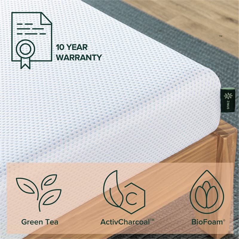 ZINUS 10 Inch Green Tea Cooling Gel Memory Foam Mattress / Cooling Gel