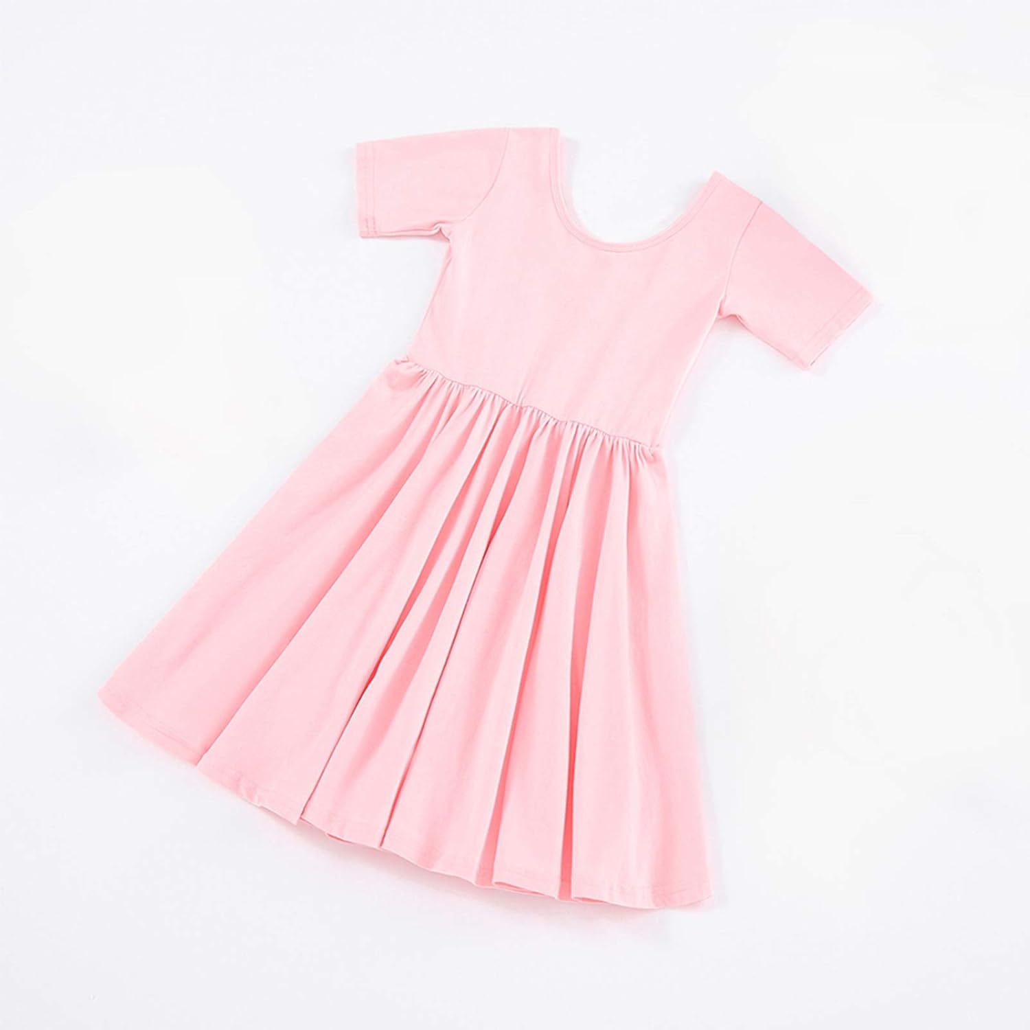 STELLE Toddler/Girls Short Sleeve Casual A-Line Twirly Skater Dress for School Party 3-12 Years: Clothing