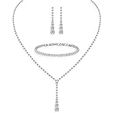 GZWHD Wedding Jewelry Sets for Bride Bridesmaid Women Cubic Zirconia Necklace Earrings Bracelet Set Gift for Mother Friend Wife Daughter Sister Party Prom Jewelry