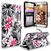 S7 Edge Case, Galaxy S7 Edge Case, Cellularvilla [Slim] [Card Slot] Premium Pu Leather Wallet Case [Drop Protection] Flip Protective Stand Cover for Samsung Galaxy S7 Edge G935 (Black Pink Flower)