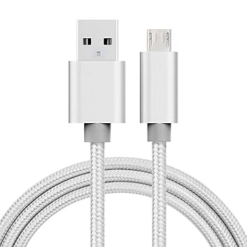 Micro USB Kabel Nylon Geflochtenes Schnellladekabel - SILBER für Timmy M20 5.5 Inch Smartphone