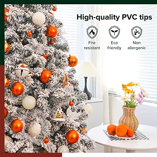 SINTEAN Prelit Christmas Tree 6FT Flocked, Premium Hinged Artificial
