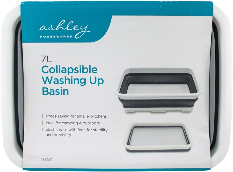 Ashley Unisex BB-CB250 7L Collapsble Collapsible Washing up Basin, Grey/White, Medium