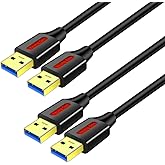 2 Pack USB 3.0 A to A Male Cable 1 FT,USB to USB Cable Type A Male to Male Cable USB 3.0 Double End USB Cord for Hard Disk, C