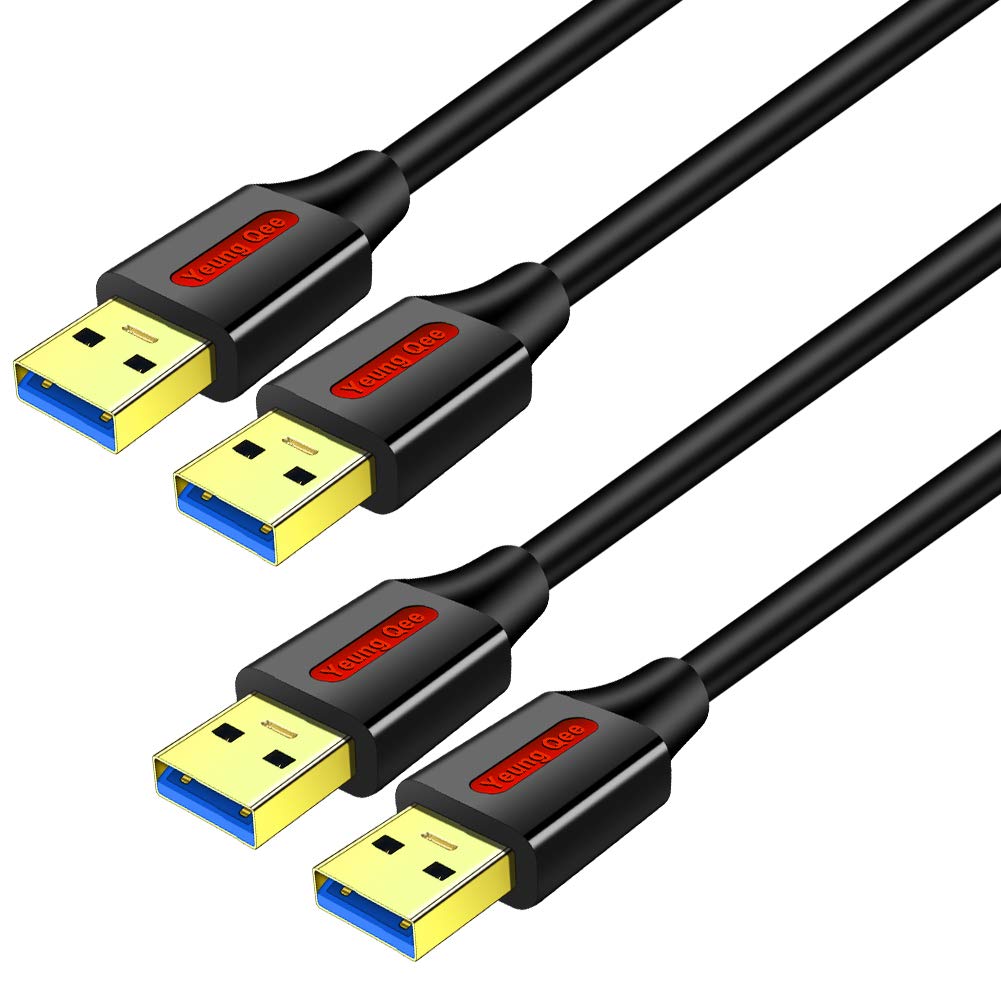 Yeung Qee 2 Pack USB 3.0 A to A Male Cable 0.3M, USB 3.0 Type A Male to Male Cable Double End Cord for Hard Disk, Cameras,Laptop Cooler, DVD Player and More (0.3M)