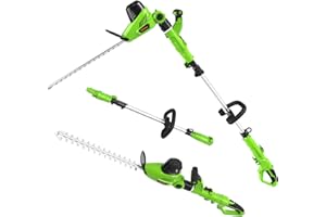 GARCARE 2 in 1 Electric Pole Hedge Trimmer, Power Hedge Trimmer with 18 inch Dual-Action Laser Cut & Adjustable Cutting Head, 4.8Amp, 600W, Corded