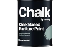 Hemway Matte Shabby Chic Chalk Based Furniture Paint 1L Summer House Blue Suitable for Interior Furniture, Wardrobes, Shelves, Tables and Chairs, Quick Drying Chalky Finish Smooth Touch