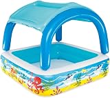 Bestway Inflatable Paddling Pool Kids Toddler with Shade Canopy 70 gal view 1