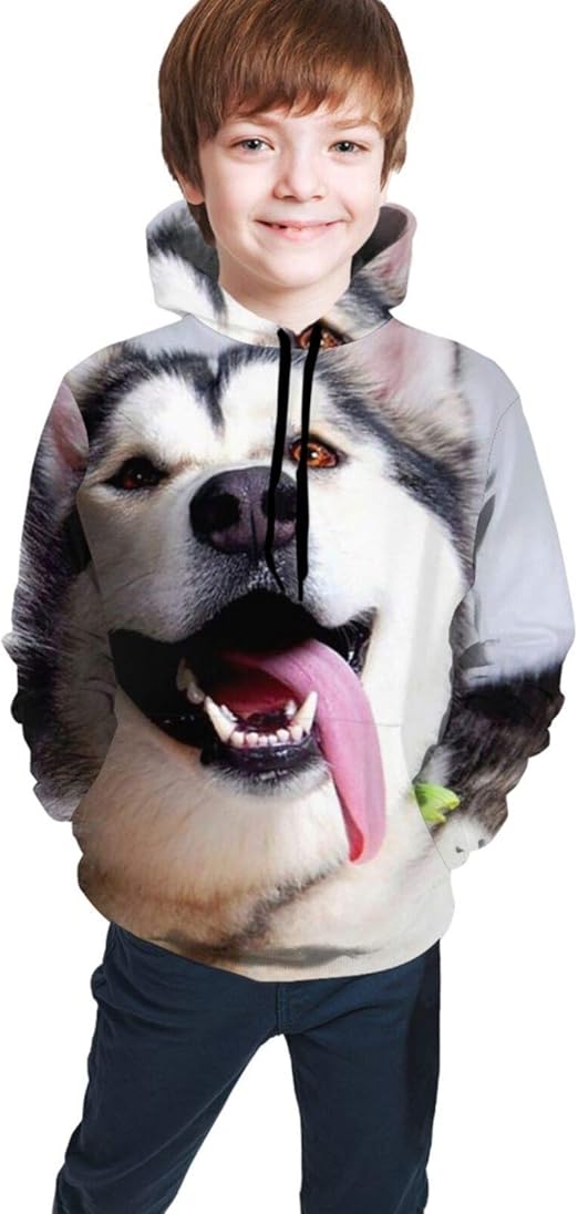 Unisex Kids Cute Siberian Husky Hoodie Long Sleeve 3D Print