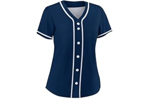 Lalkllo Men Baseball Jersey Solid Shirts Plain Casual Button Down Short Sleeves T-Shirt Sports Uniform S-2XL