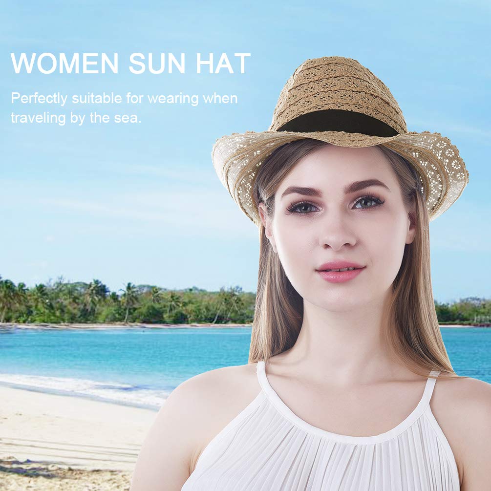 VBIGER Unisex Sonnenhut Faltbarer Strohhut Panamahut Herren Strohhut Fedora Damen Sommerhut für Damen und Herren