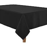 LANE LINEN Rectangle Tablecloth 60 x 84 Inch, Stain Resistant Rectangular Table Cloth for Dining Table, Buffet Parties and Camping, Wrinkle Resistant Washable Polyester Decorative Table Cover, Black