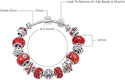 Savlano Silver Tone Red Charm Bracelet with Crystal