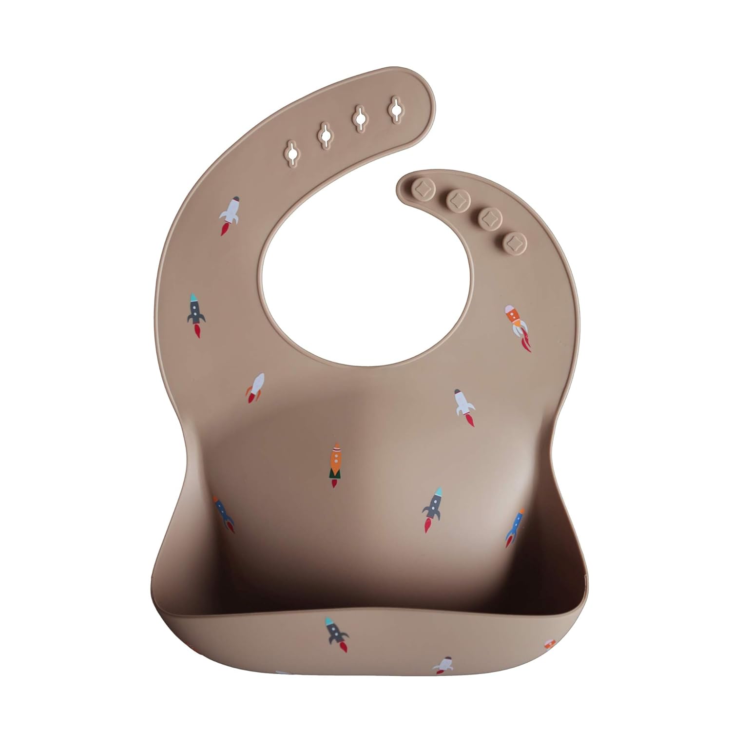 mushie Silicone Baby Bib | Adjustable Fit Waterproof Bibs (Rocket Ship): Baby